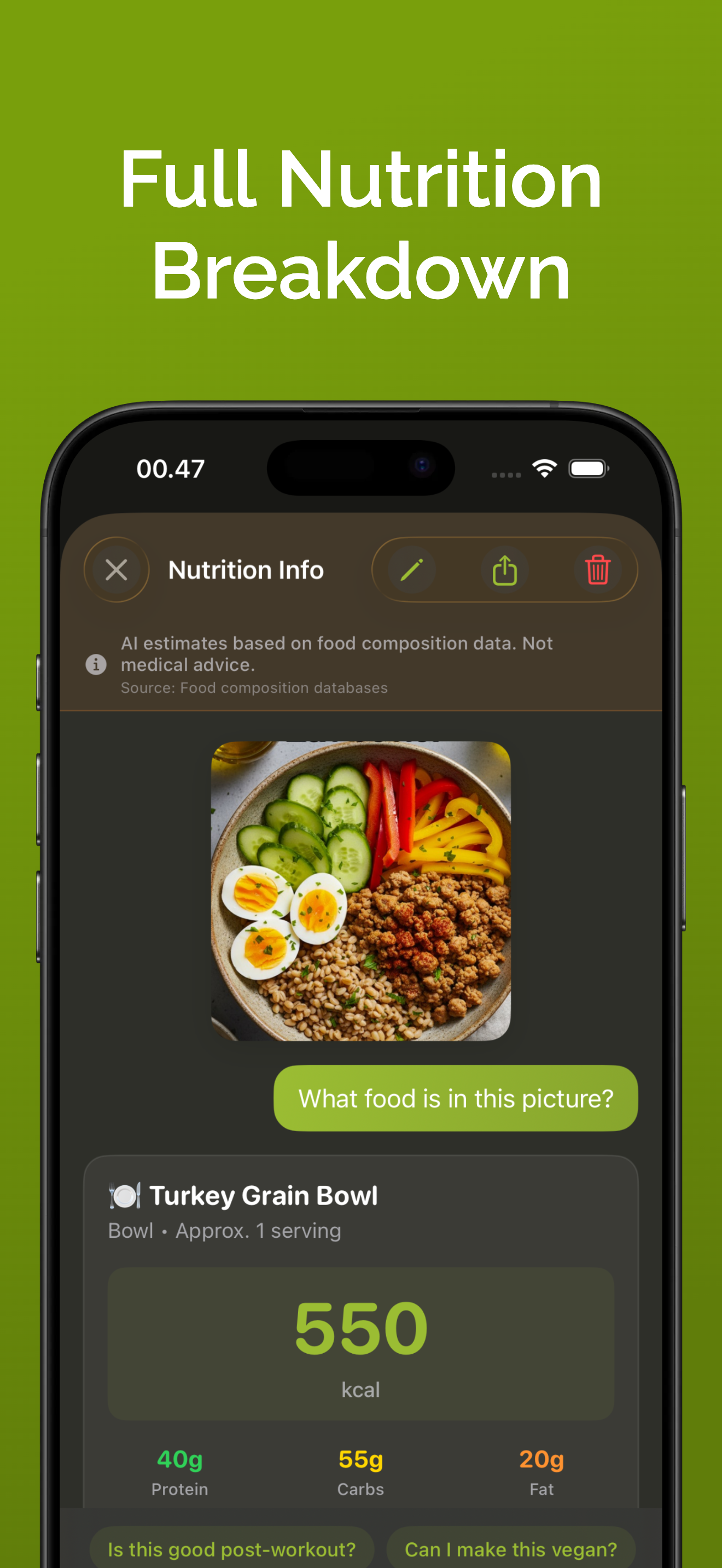 Get full nutrition breakdown